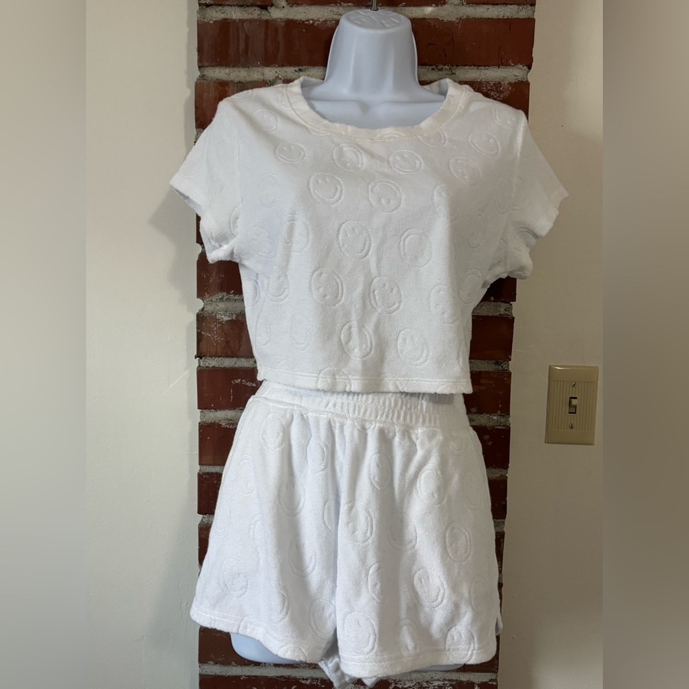 NWT Aerie High Waist White Top and Shorts Set